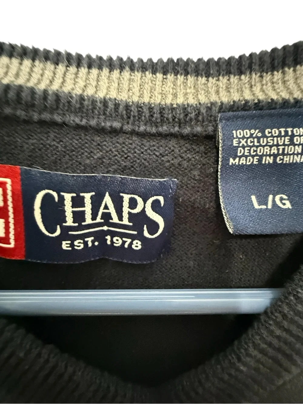 Chaps Navy Blue Knit V-Neck Sweater Vest Large